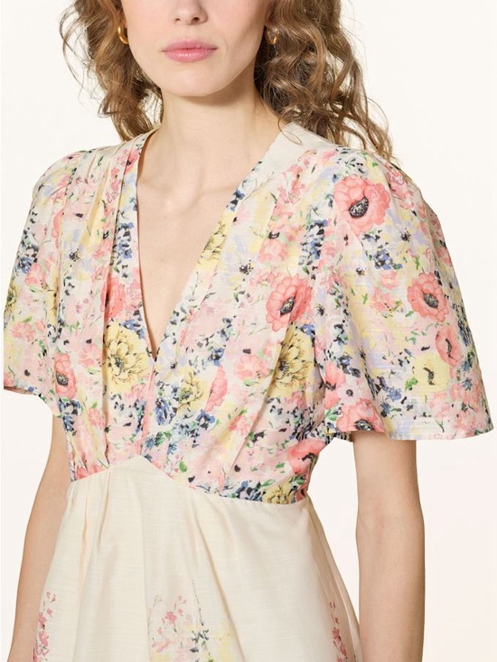 Neo Noir Dresses & Skirts - Elegant Nordic Floral Dress with V-Neck